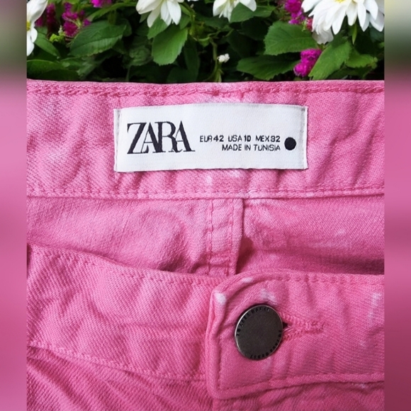 Zara Barbiecore Pink Acid Wash Cropped Denim Jeans - Picture 4 of 7